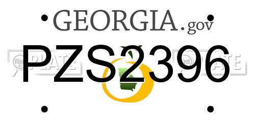 PZS2396 Georgia License Plate