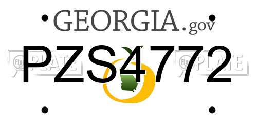 PZS4772 Georgia License Plate