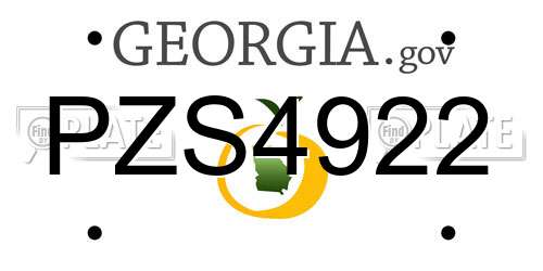 PZS4922 Georgia License Plate