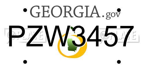 PZW3457 Georgia License Plate