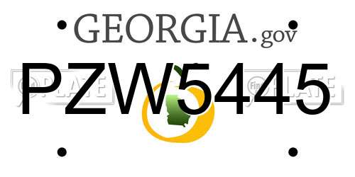 PZW5445 Georgia License Plate