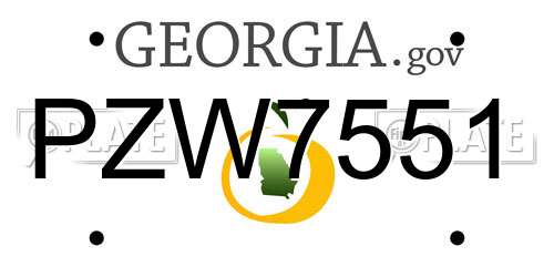 PZW7551 Georgia License Plate