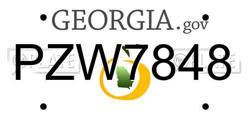 PZW7848 Georgia License Plate