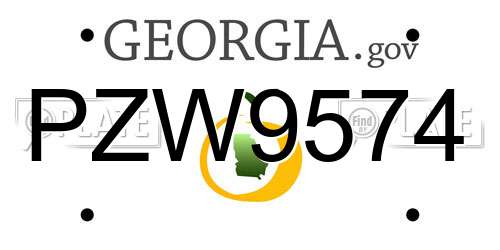 PZW9574 Georgia License Plate