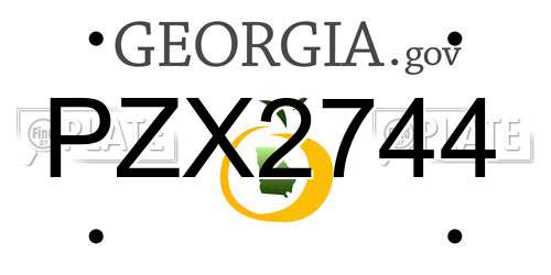 PZX2744 Georgia License Plate