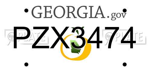 PZX3474 Georgia License Plate