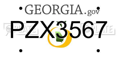 PZX3567 Georgia License Plate