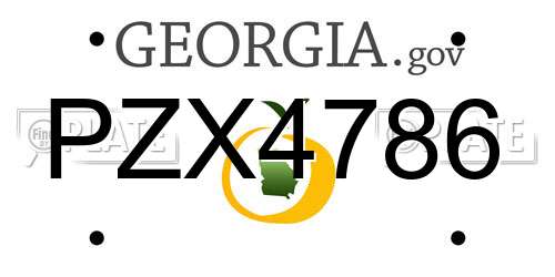 PZX4786 Georgia License Plate
