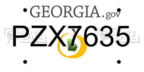 PZX7635 Georgia License Plate