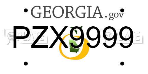 PZX9999 Georgia License Plate
