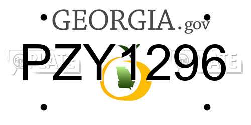 PZY1296 Georgia License Plate