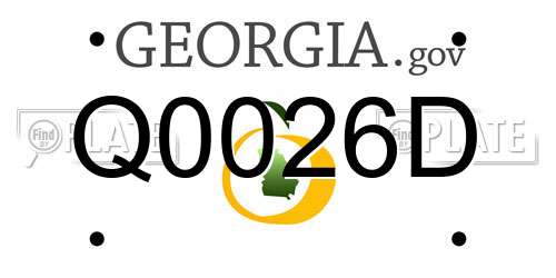 Q0026D Georgia License Plate