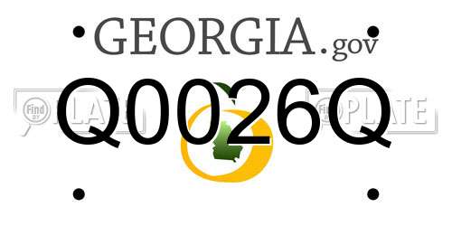 Q0026Q Georgia License Plate