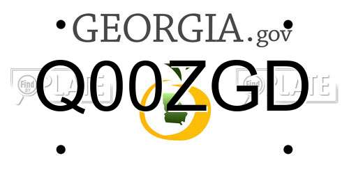 Q00ZGD Georgia License Plate