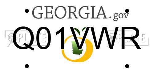 Q01VWR Georgia License Plate