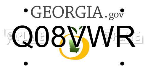 Q08VWR Georgia License Plate