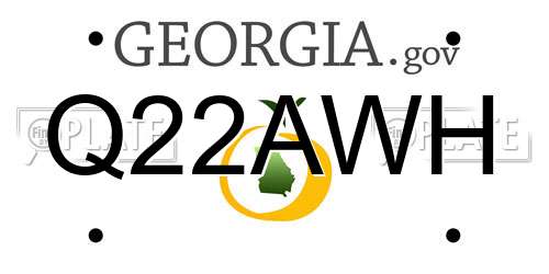 Q22AWH Georgia License Plate