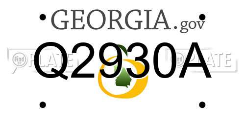 Q2930A Georgia License Plate