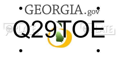 Q29TOE Georgia License Plate