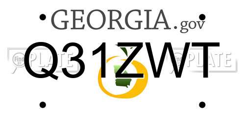 Q31ZWT Georgia License Plate