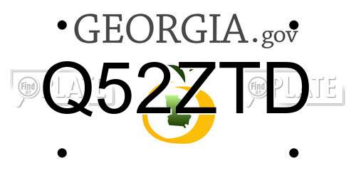 Q52ZTD Georgia License Plate