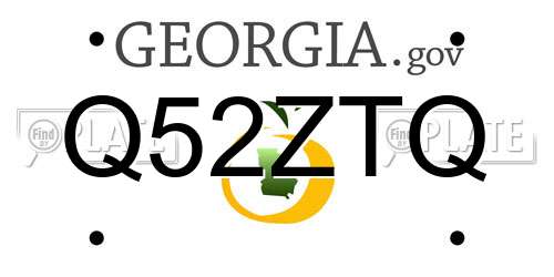 Q52ZTQ Georgia License Plate