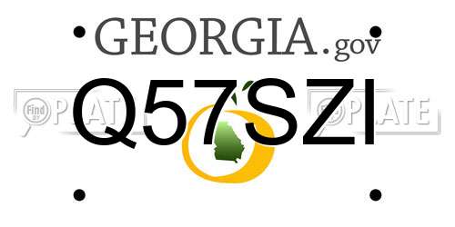 Q57SZI Georgia License Plate