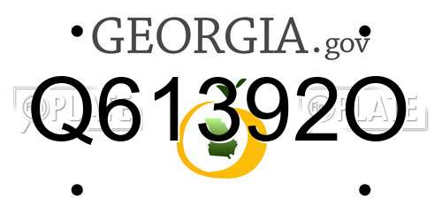 Q61392O Georgia License Plate