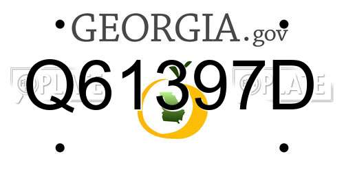 Q61397D Georgia License Plate
