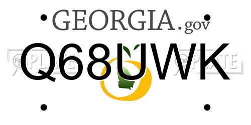 Q68UWK Georgia License Plate