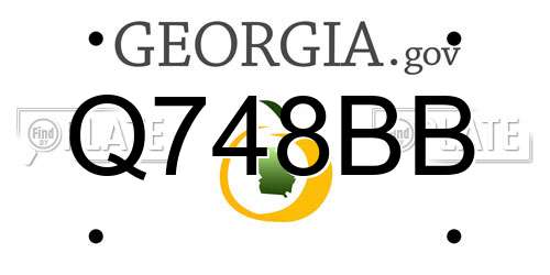 Q748BB Georgia License Plate