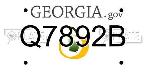 Q7892B Georgia License Plate