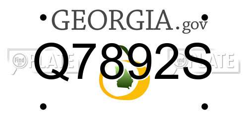 Q7892S Georgia License Plate
