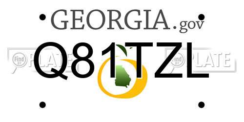 Q81TZL Georgia License Plate