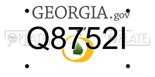 Q8752I Georgia License Plate
