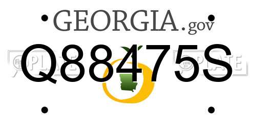 Q88475S Georgia License Plate