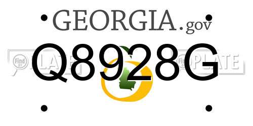 Q8928G Georgia License Plate