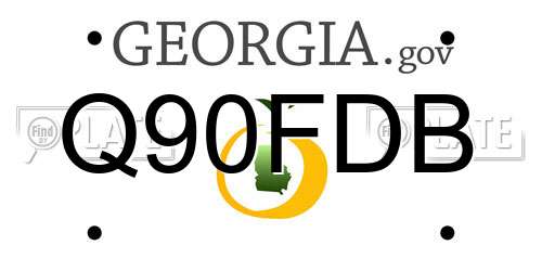 Q90FDB Georgia License Plate