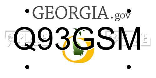 Q93GSM Georgia License Plate