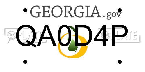 QA0D4P Georgia License Plate
