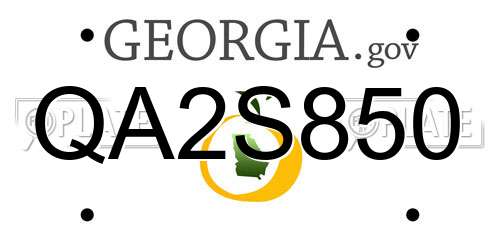 QA2S850 Georgia License Plate