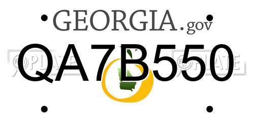 QA7B550 Georgia License Plate