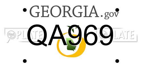 QA969 Georgia License Plate