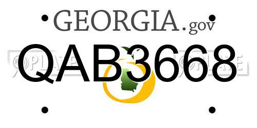 QAB3668 Georgia License Plate