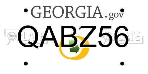 QABZ56 Georgia License Plate