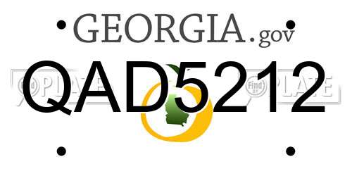 QAD5212 Georgia License Plate
