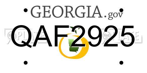 QAF2925 Georgia License Plate