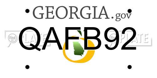QAFB92 Georgia License Plate