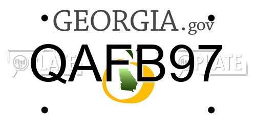 QAFB97 Georgia License Plate