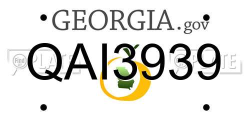 QAI3939 Georgia License Plate